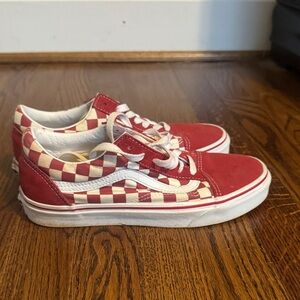 Vans Red and White Checkerboard Old Skool Sneakers